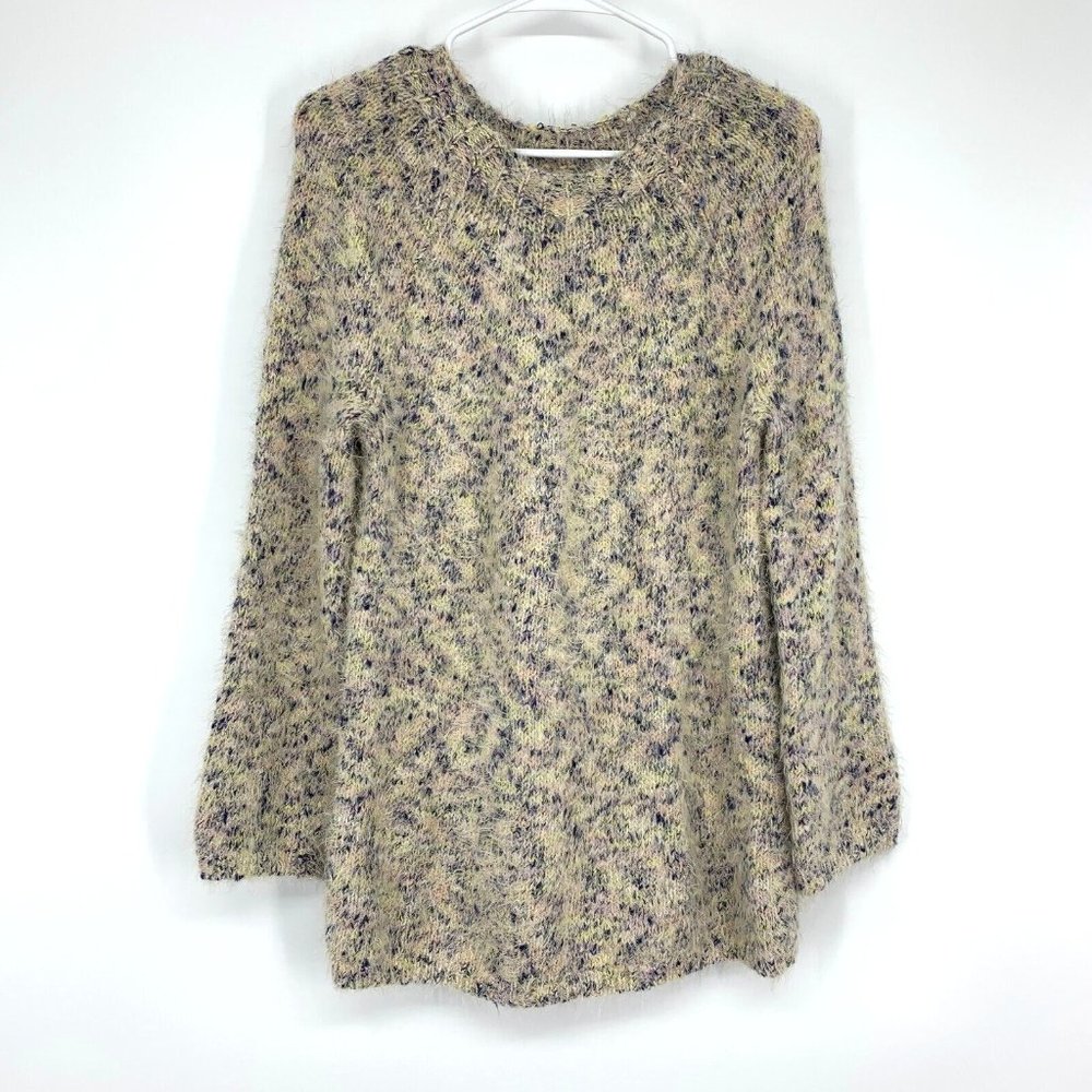 Lou & Grey Sweater Speckled Metallic Fuzzy Knit Long Sleeve - Picture 1 of 10